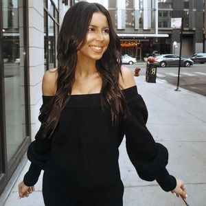 Off The Shoulder Sweater - Black
